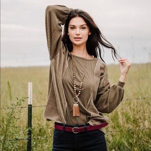 Gimmicks Green Open Tulip Back Top